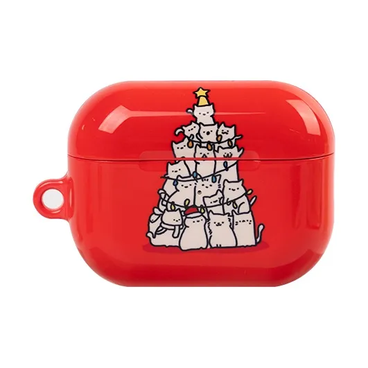 CARECASE Compatible With Apple Wireless 1st 2nd 3rd And 4th Generation TPU Christmas Tree Cat Headphone Case-1