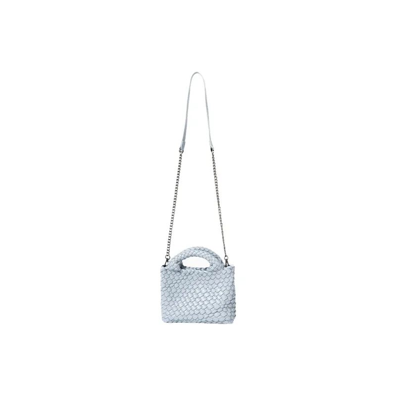 OMI Synthetic Leather Crossbody One Shoulder Handbag Unisex Black/Light Blue/Ecru-9