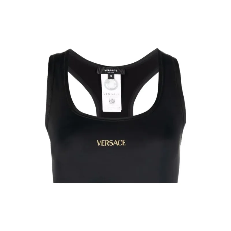 VERSACE Logo-print Square-neck Performance Tank Top-4