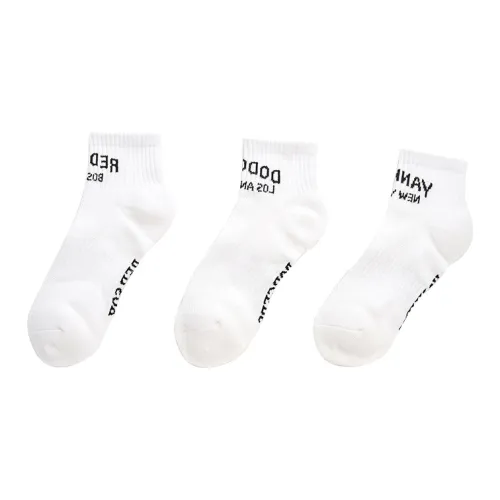 MLB BOSTON REDSOXNew York Yankees Ankle Socks Unisex 3 Pack White