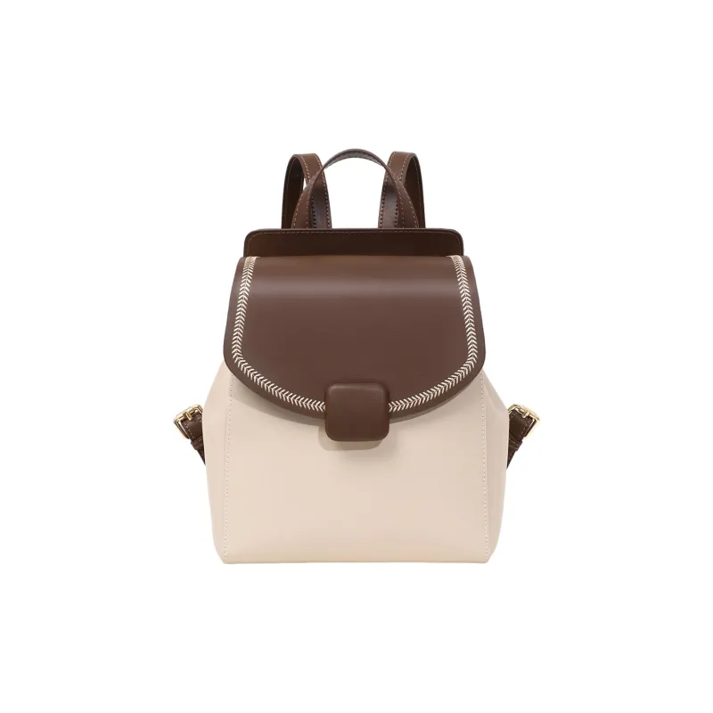 MILLIE'S Cow Leather Backpack Regular Women's White & Coffee-4