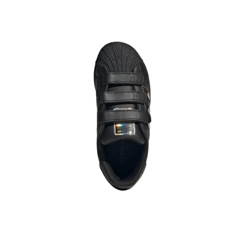 Adidas Originals SUPERSTAR Anti Slip Wear Resistant Low Top Kids' Skateboarding Shoes Black Kids'-4