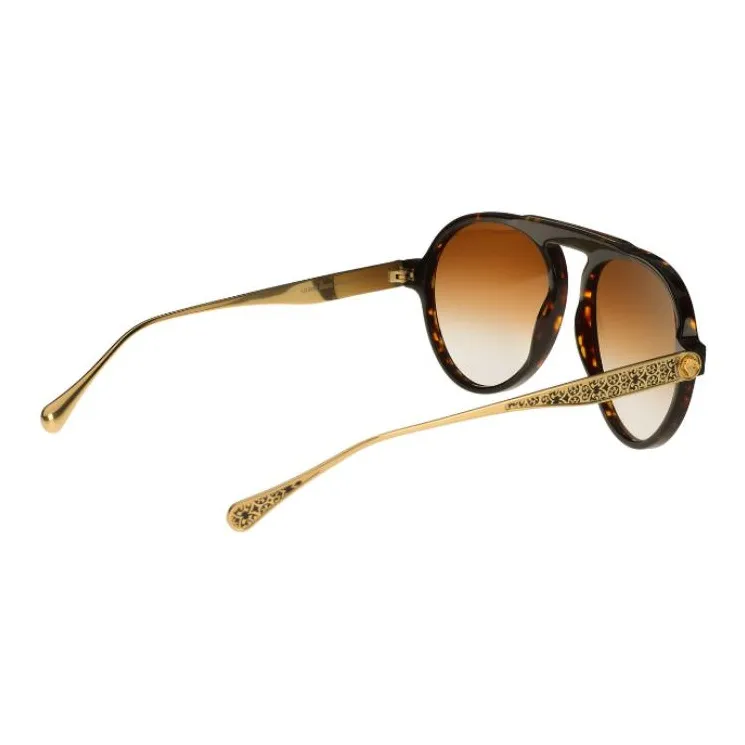 STEFANO RICCI Acetate Titanium Irregular Shape Sunglasses Men's Tortoiseshell-1
