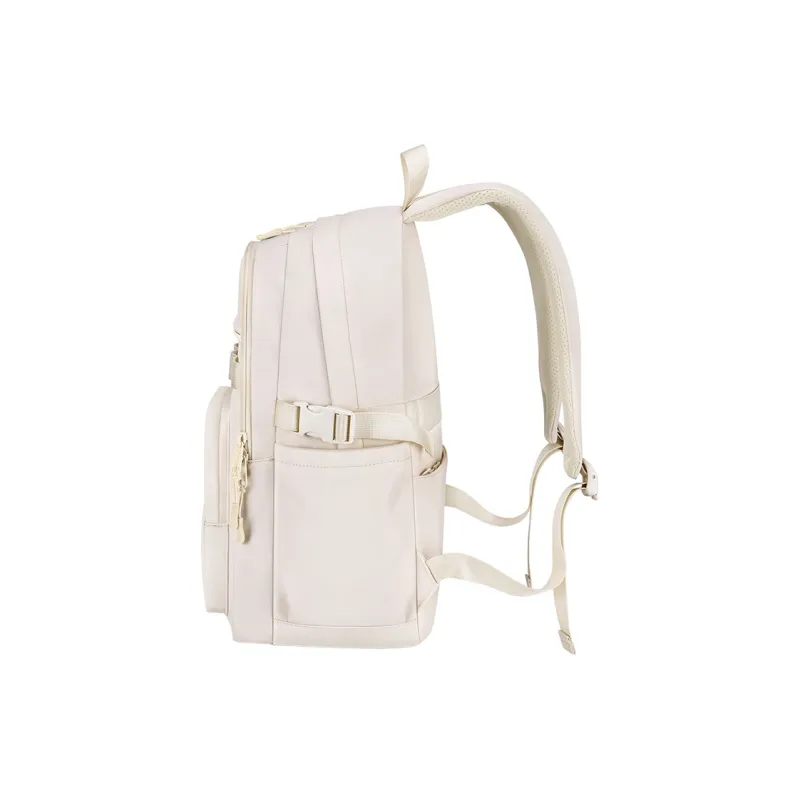 V.NINE Fabric Laptop Bag Backpack Backpack Large Size Unisex Almond White/Glutinous Beige Black-3