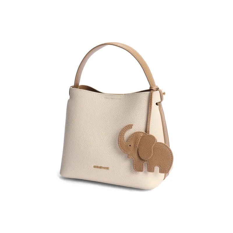 BELLE Cow Leather Bucket Bag, One Shoulder Handbag Medium Size Women's Multicolor-1