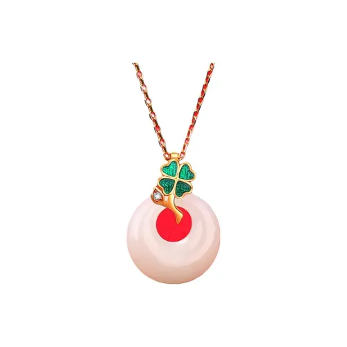 Royal Heaven's Choice Hetian Jade Necklaces Pale Greenish White Jade Unisex