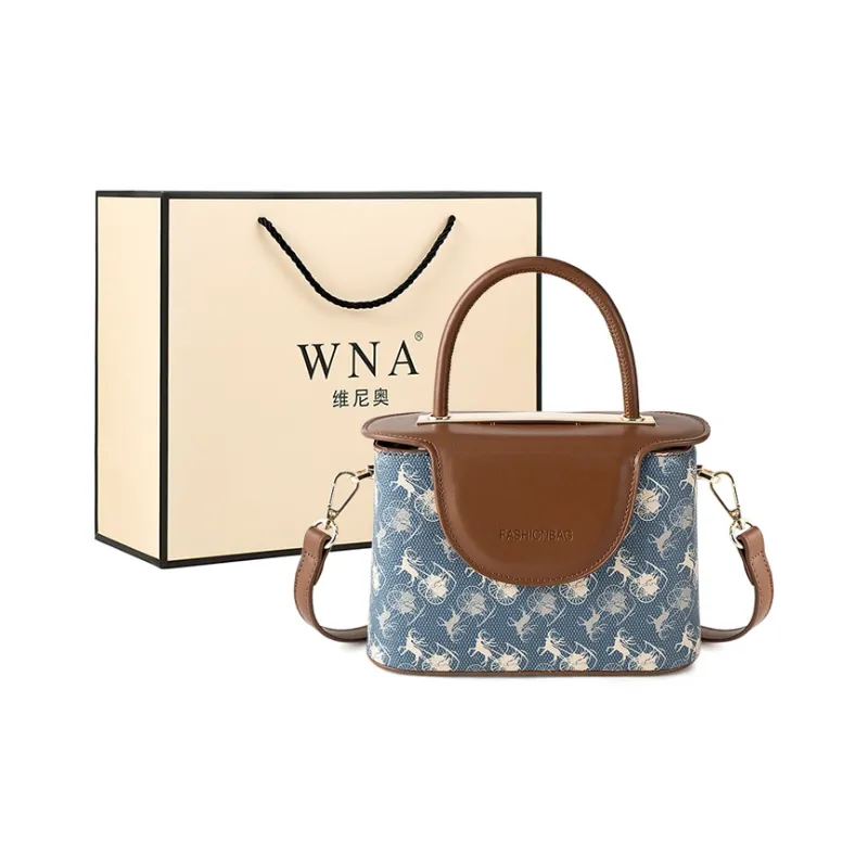 Vigno Synthetic Leather Handbag, One Shoulder, Crossbody Bag Regular Women's Coffee & Blue-0