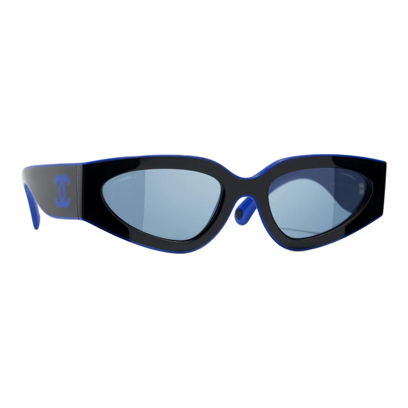CHANEL Acetate Butterfly Sunglasses Women's Black/Blue-2
