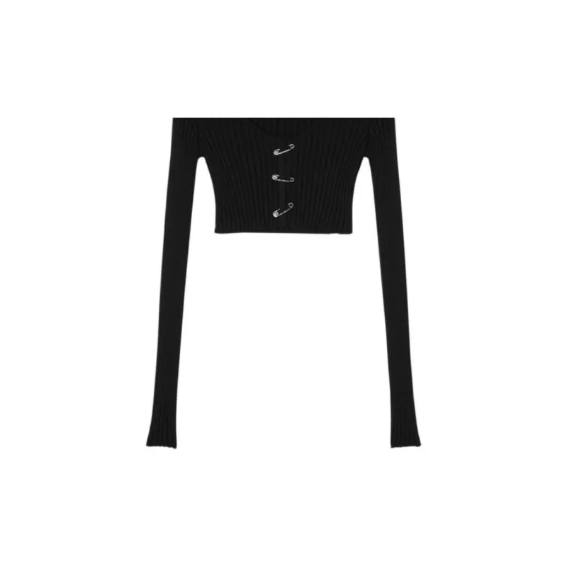 VERSACE Cropped Ribbed Knit Cardigan-4