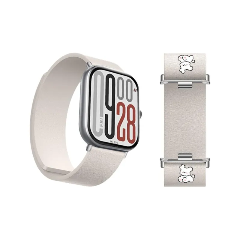 Fly Xiaomi Red Beige Compatibility Watch Band Genuine Leather Material-4