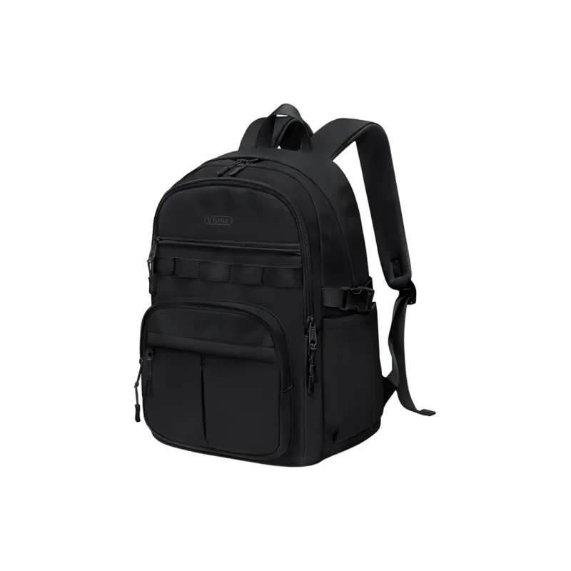 V.NINE Fabric Laptop Bag Backpack Backpack Large Size Unisex Almond White/Glutinous Beige Black-6