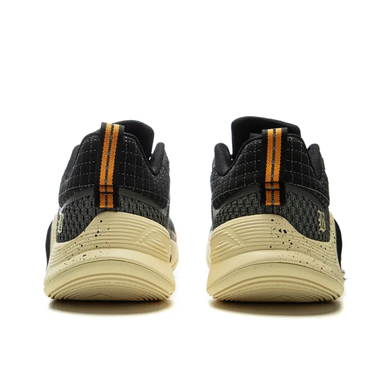 LiNing BadFive Hunter 1 Slip Resistant Coverage Lightweight Rebound Low Top Outdoor Basketball Shoes Men's Black Yellow-5