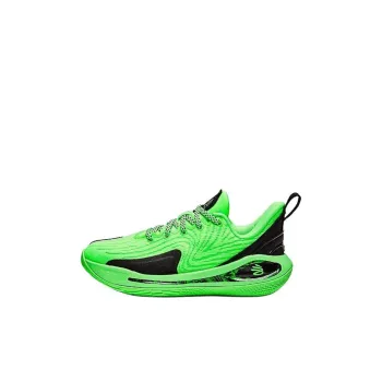 Under Armour Curry Flow 12 Anti Slip Wear Resistant Low Top Basketball Shoes Green/Black Kids'