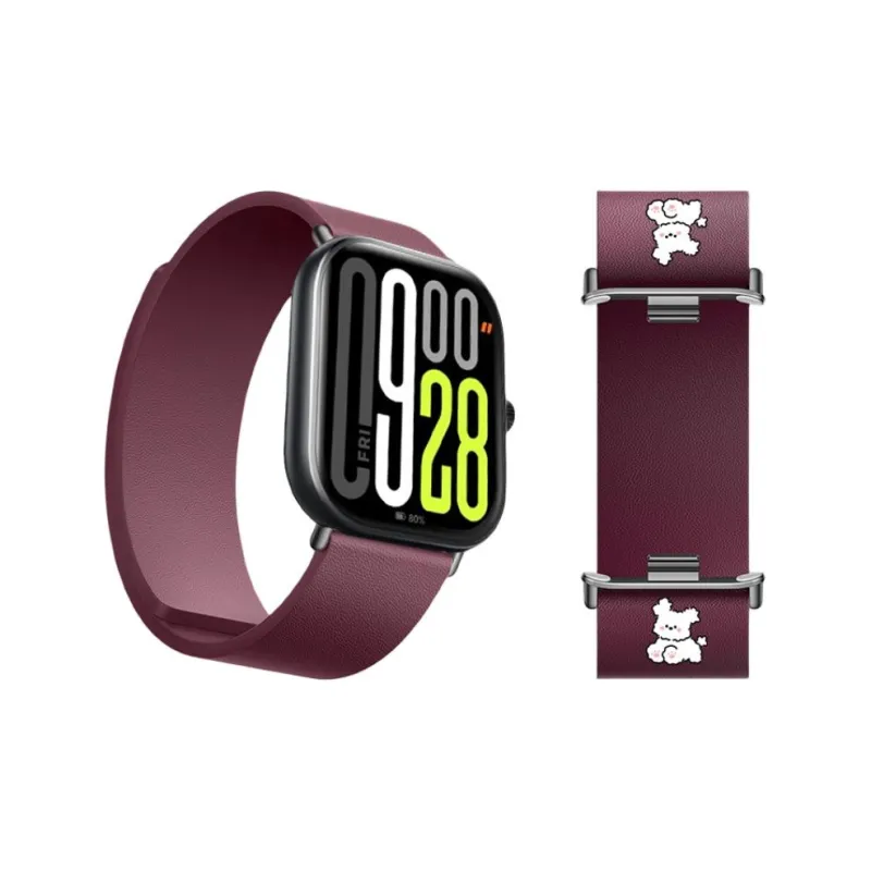 Fly Xiaomi Red Beige Compatibility Watch Band Genuine Leather Material-0
