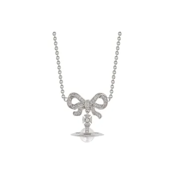 Vivienne Westwood Crystal Recycled Silver Necklaces Unisex Platinum