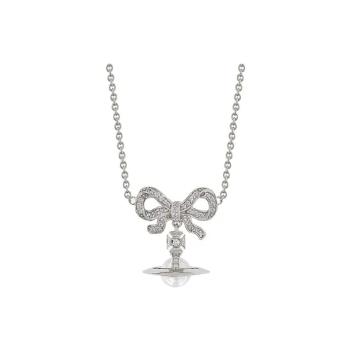Vivienne Westwood Crystal Recycled Silver Necklaces Unisex Platinum