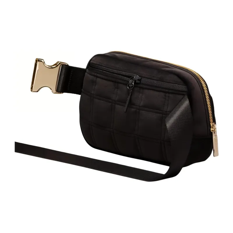 Lululemon Everywhere Fleece Fabric Sling Bag, One Shoulder, Crossbody, Fanny Pack Regular Unisex Black & Gold-2