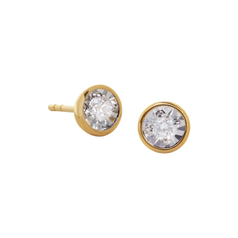Monica Vinader 14kt Gold Diamond Stud Earrings-0