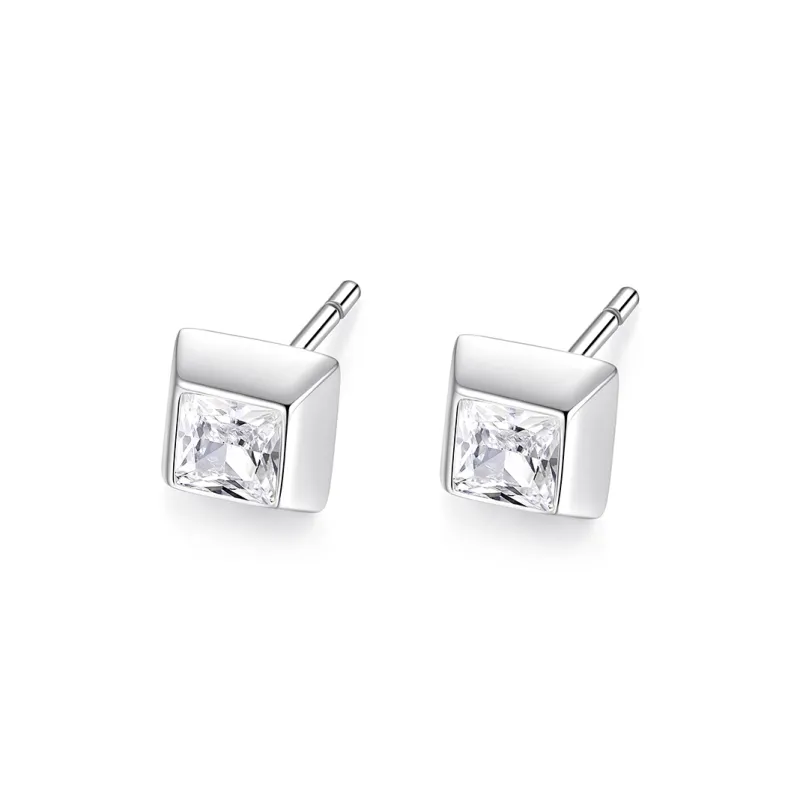 KADER 925 Sterling Silver Stud Earrings Unisex Silver, Girlfriend-1