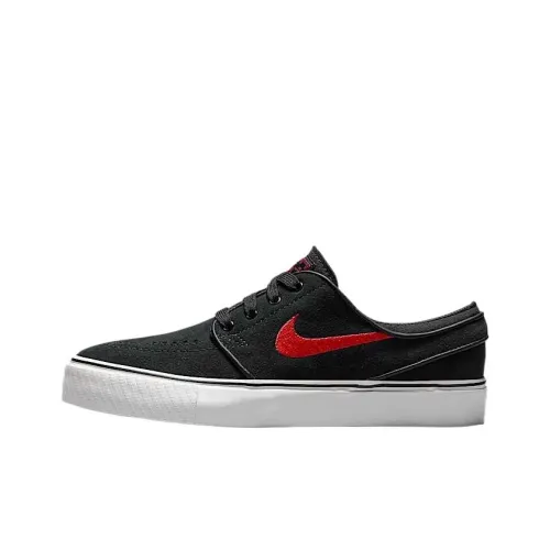 Nike SB Stefan Janoski Wear Resistant Low Top Kids' Skateboarding Shoes Black Red Teenagers