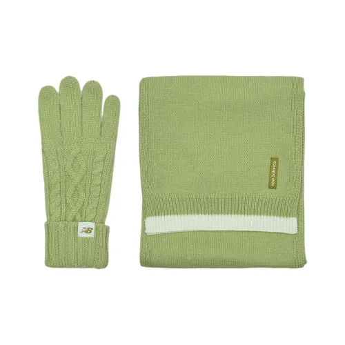 New Balance Wool Acrylic Nylon Knit Scarves Unisex Yellow Green