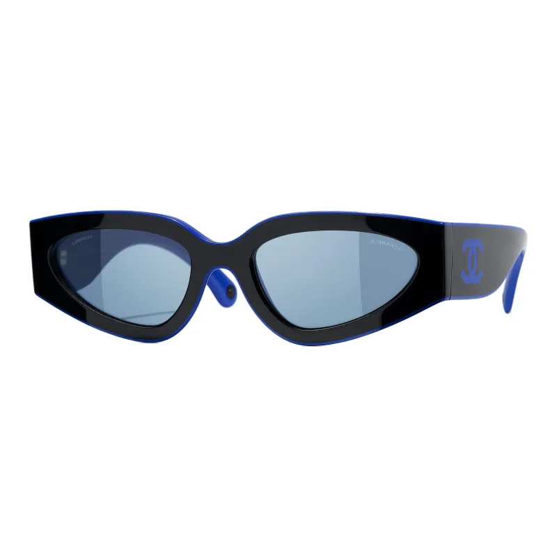 CHANEL Acetate Butterfly Sunglasses Women's Black/Blue-0