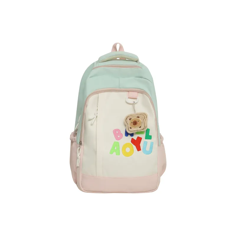 BAODIDAISHU Nylon Backpack Unisex Dark Blue/Yellow Green/Black-11