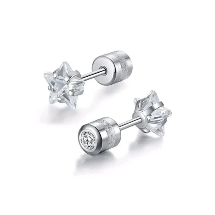 COPI Titanium Steel Combined Into Cubic Zirconia Stud Earrings Unisex-7