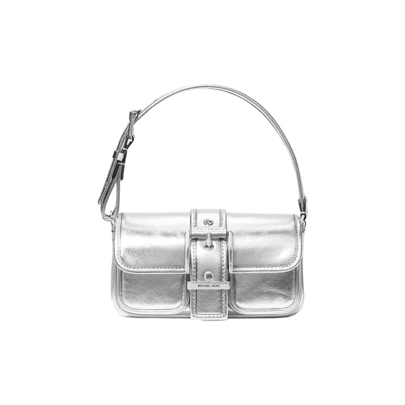 MICHAEL KORS Colby Leather Handbag, Shoulder Bag Mini Women's Silver-0