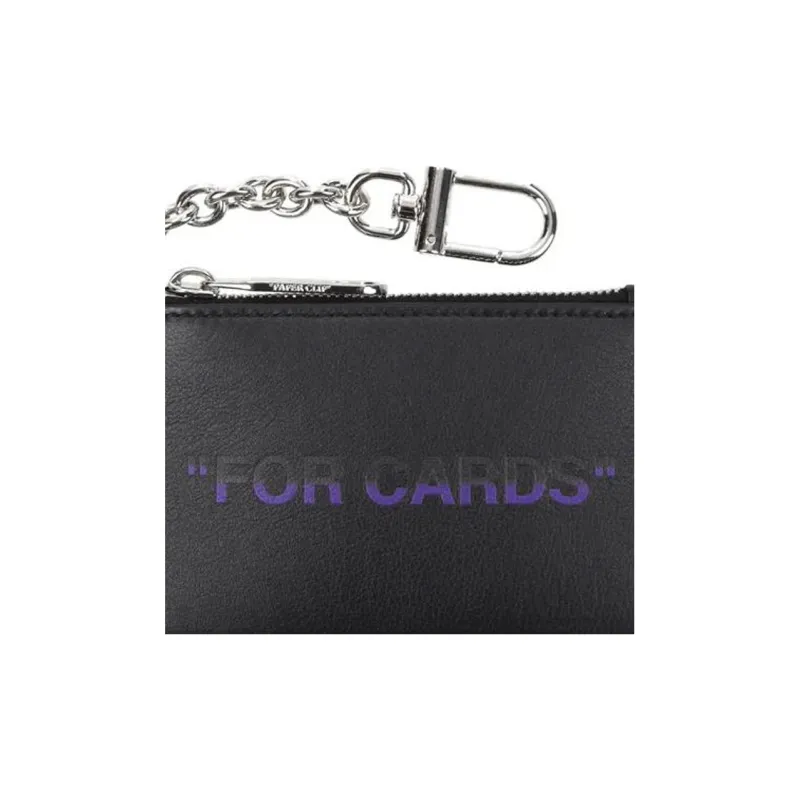 OFF WHITE Leather Coin Purse Men's Black & Purple-2