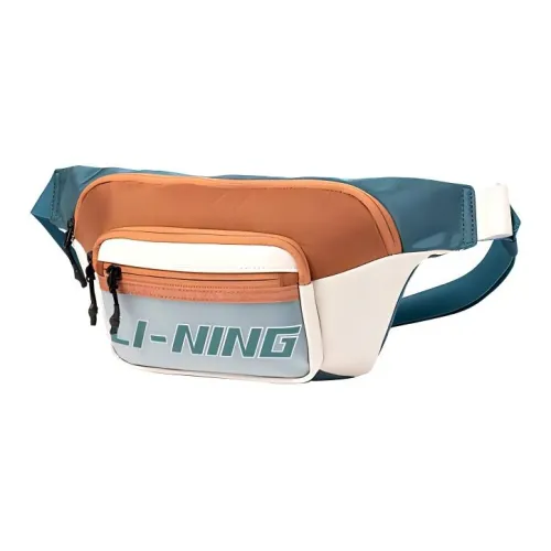 LiNing Sports Fashion Collection Fabric One Shoulder Crossbody Fanny Pack Regular Unisex Blue Green Multicolor