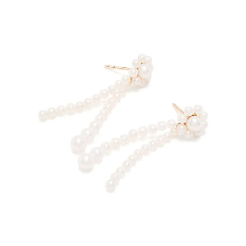 Sophie Bille Brahe 14kt Yellow Gold Pearl Promenade De Fleur Earrings-1