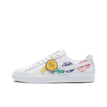PUMA Clyde Anti Slip Wear Resistant Low Top Skateboard Shoes Unisex White