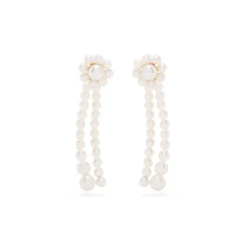 Sophie Bille Brahe 14kt Yellow Gold Pearl Promenade De Fleur Earrings