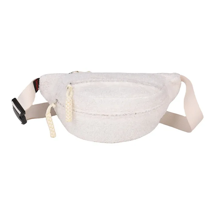 Yalu Plush Waist Bag Chest Bag Women's Ecru/Black/Khaki/Pink/Brown-0
