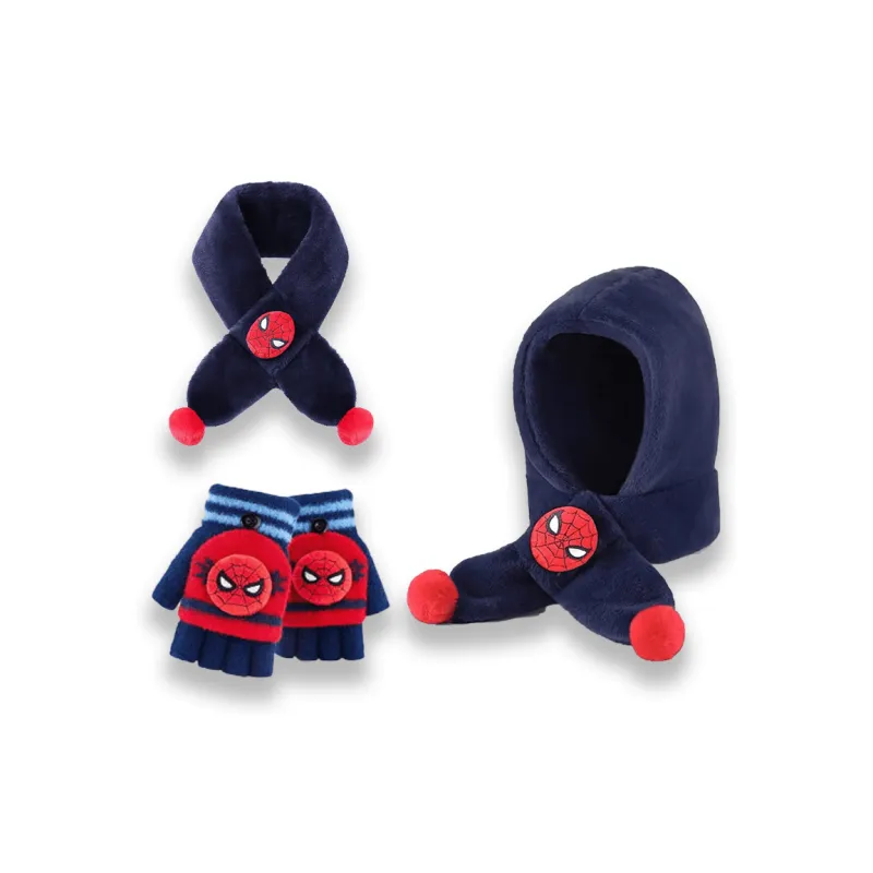 Disney Marvel Series Polyester Hoods & Plush Hats 2024 Model Kids' Navy Blue Blue Black-10
