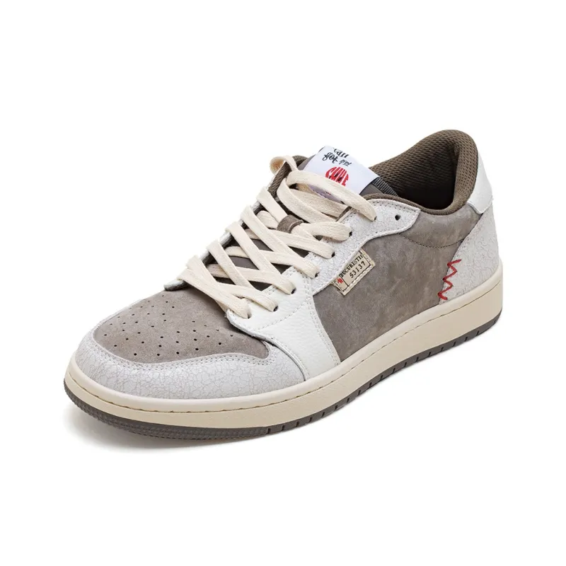 MR.A Low Top Skateboard Shoes Unisex White Brown-1