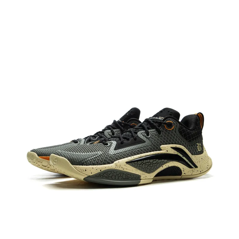 LiNing BadFive Hunter 1 Slip Resistant Coverage Lightweight Rebound Low Top Outdoor Basketball Shoes Men's Black Yellow-2
