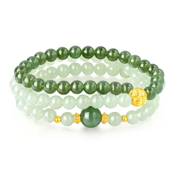 Lao Feng Xiang Bracelets Green Jade Women's