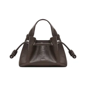 MUVA Split Vegetable Tanned Leather Crossbody Bag Women's Mocha/Party Red