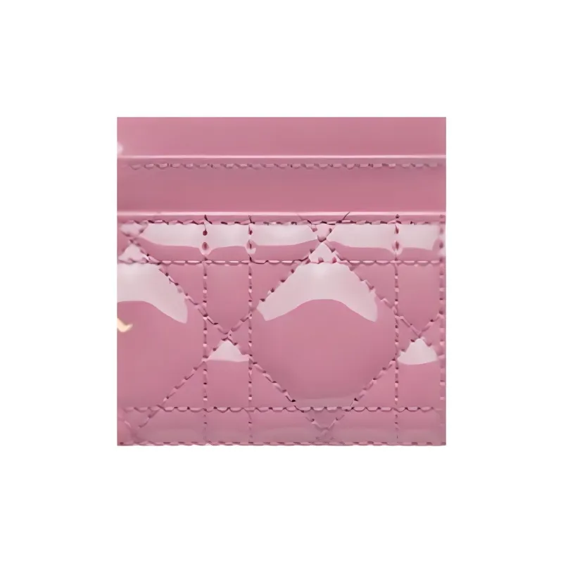 DIOR Lady Dior Patent Leather, Cow Leather Wallet Card Holder Card Holder Women's Hydrangea Pink-2