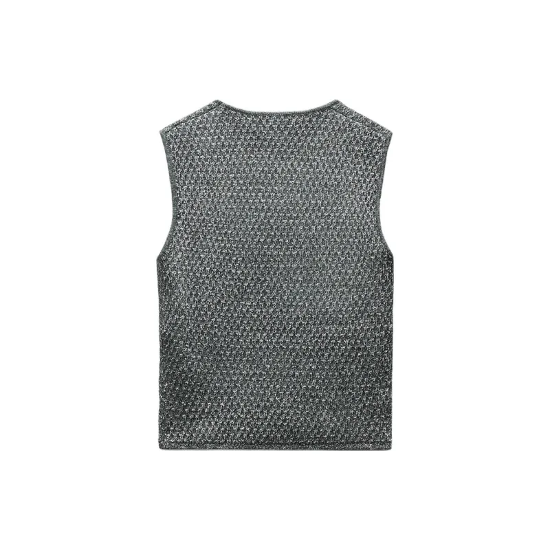 ZARA Vests Women's Silver-1