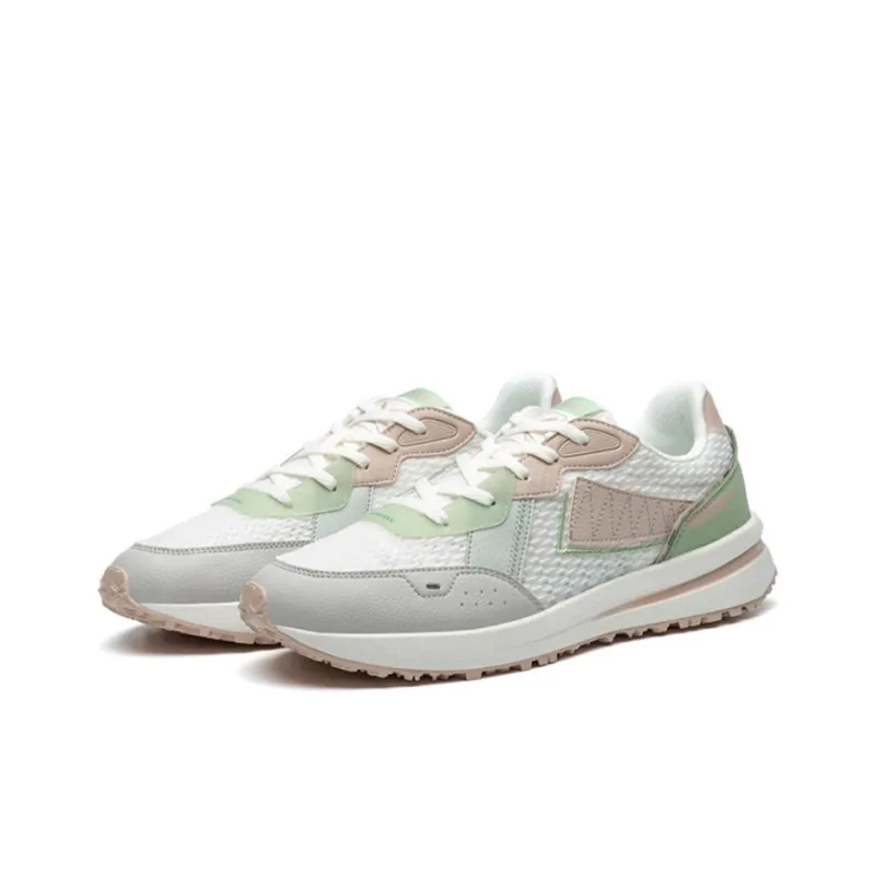 XTEP Shuoying Cushioning Anti Slip And Wear Resistant Low Top Sports Casual Shoes Women's White Pink Green-1