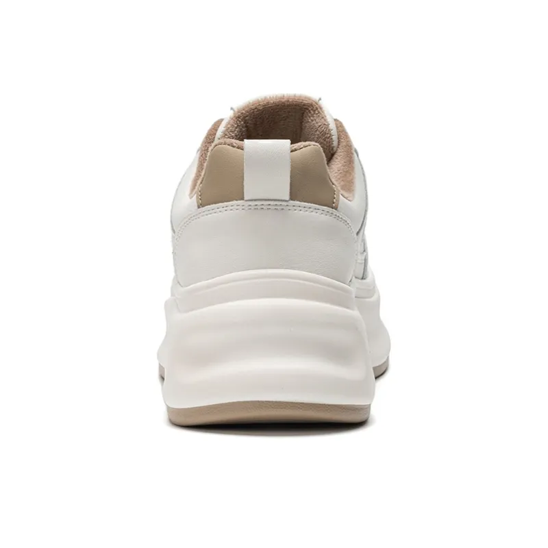 EXULL Q Coverage Cushioning Impact Resistance Height Increasing Low Top Skateboard Shoes Women's Beige Khaki-3