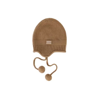 MIU MIU Cashmere Beanies Unisex Camel Brown