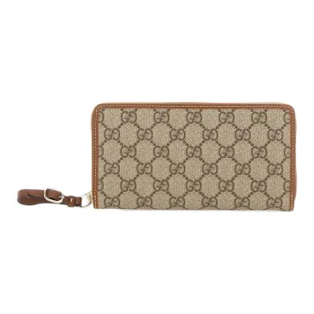GUCCI Fabric Wallet Women's Beige & Brown