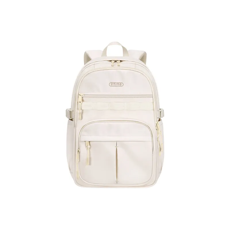 V.NINE Fabric Laptop Bag Backpack Backpack Large Size Unisex Almond White/Glutinous Beige Black-2