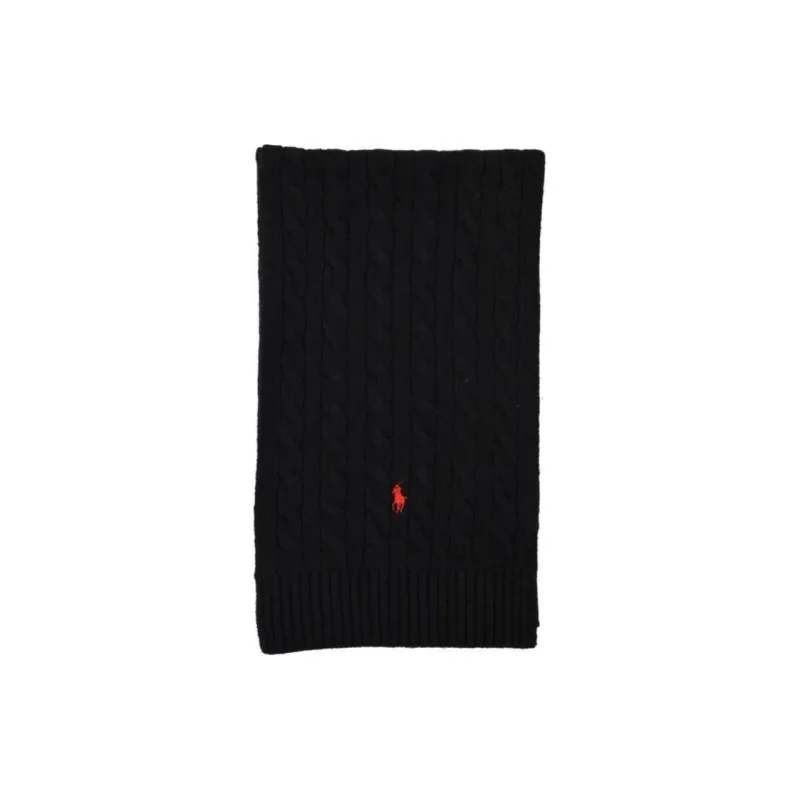 Polo Ralph Lauren Logo Embroidered Cable Knit Scarf-0