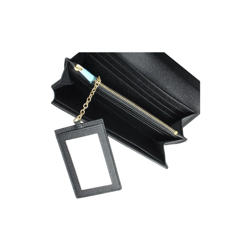 FERRAGAMO GANCINI Leather Wallet Women's Black-3