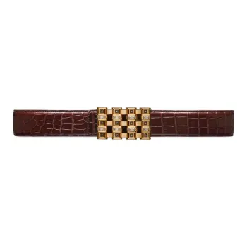 STEFANO RICCI Crocodile Leather Leather Belts Unisex Burgundy Width: 3.8CM